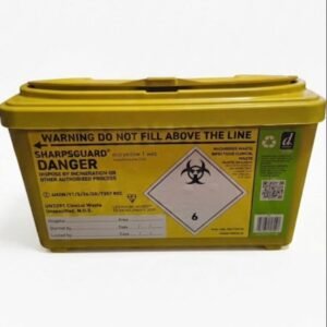 Opti-Gen Peptides SharpsGuard Bin – Premium research-grade biohazard sharps container for safe needle and syringe disposal in laboratory use