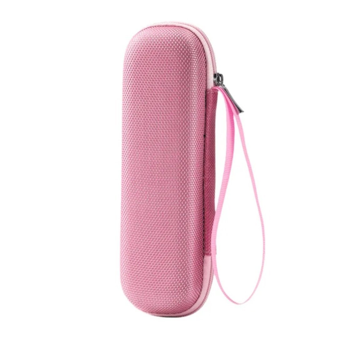 Pink hard shell injector pen case for insulin and peptide pens with zipper closure and wrist strap – protective travel case