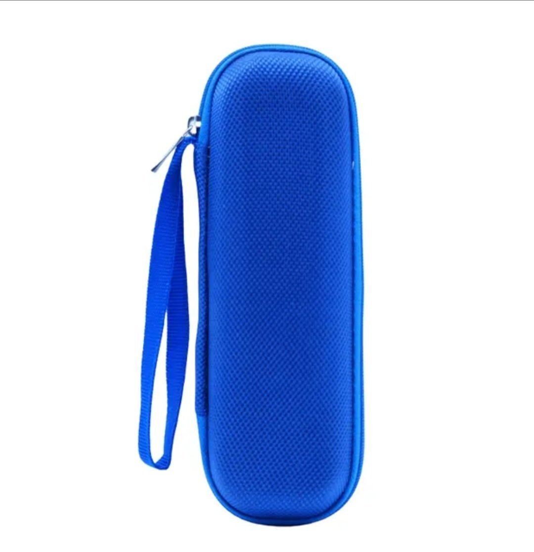Blue hard shell injector pen case for insulin and peptide pens with zipper closure and wrist strap – protective travel case