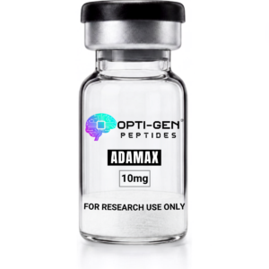 Opti-Gen Adamax 10mg research vial, sealed glass peptide vial labelled for research use only