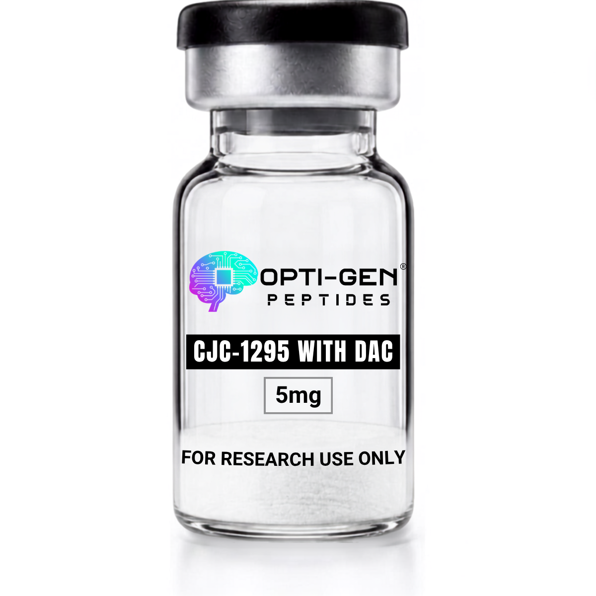 Opti-Gen Peptides CJC 1295 with DAC 5mg glass research vial labelled for research use only