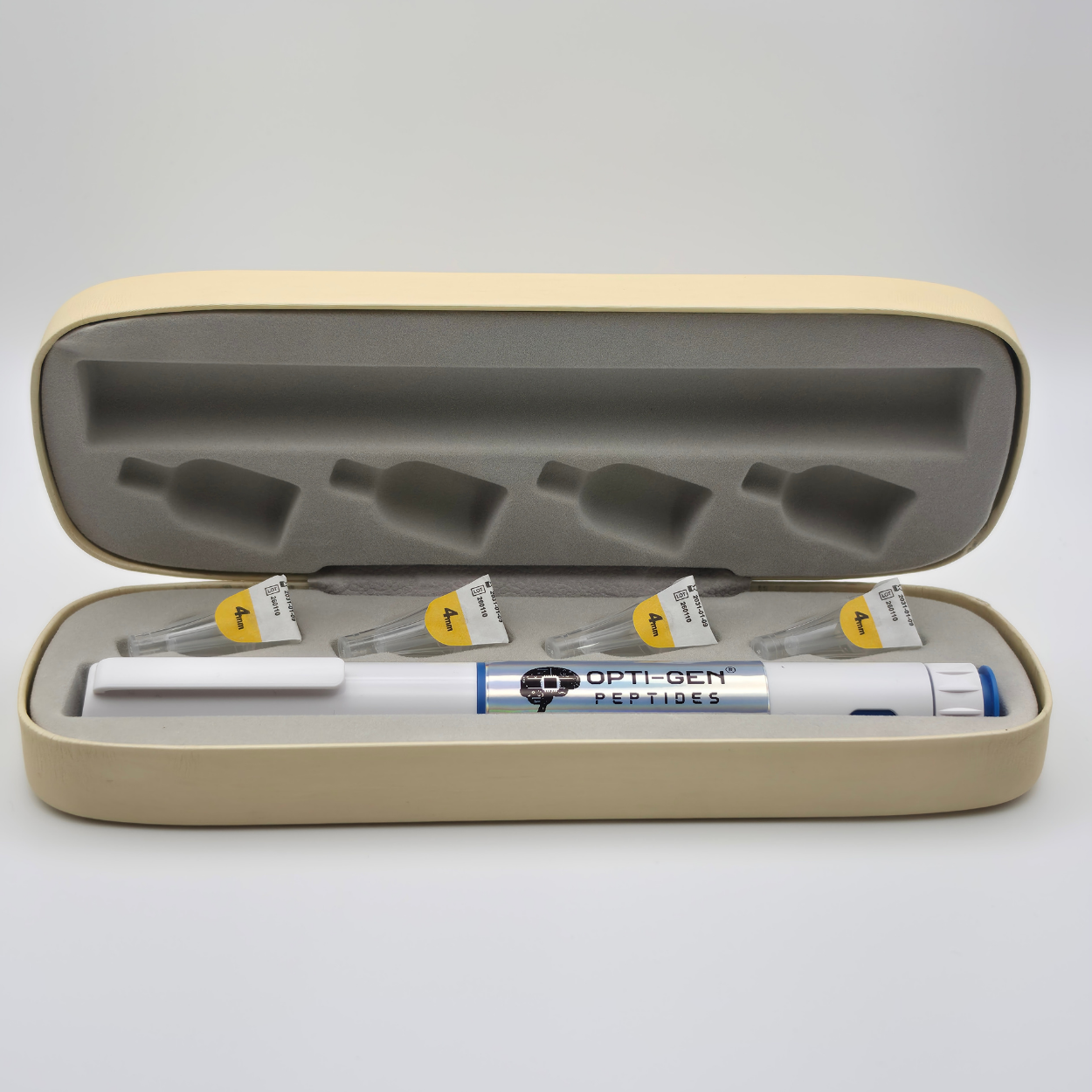 Opti-Gen Peptides Semax/Selank disposable laboratory pen in case with pen needles, research use only
