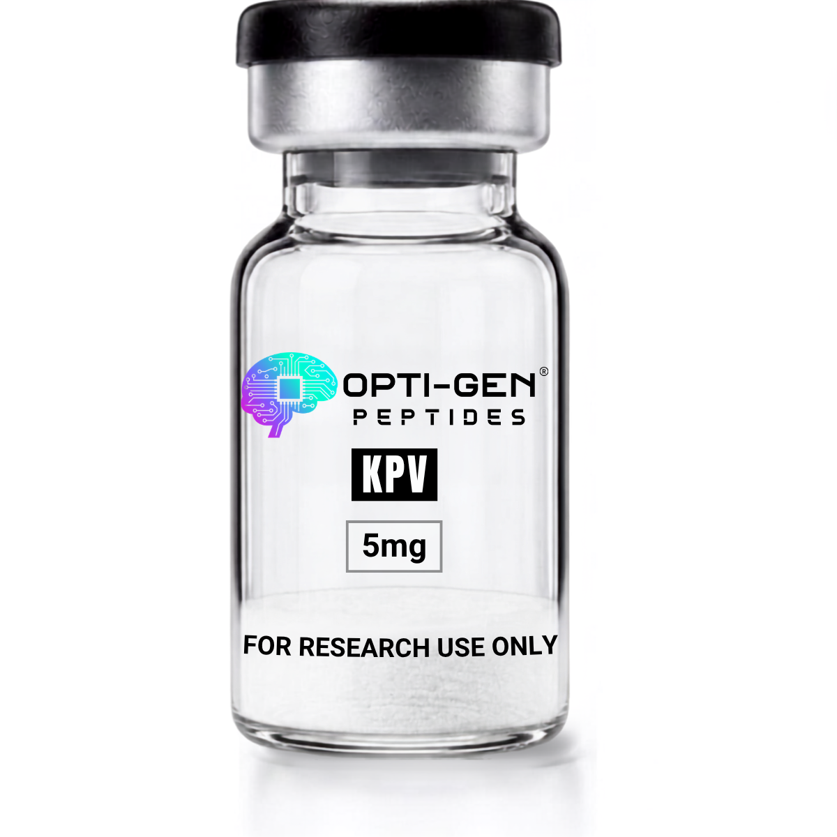 Opti-Gen Peptides KPV 5mg glass research vial labelled for research use only