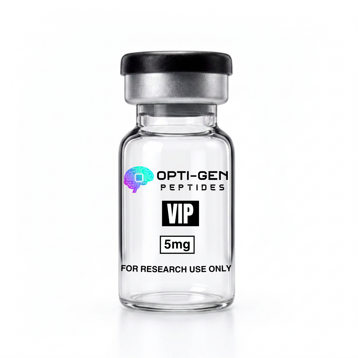Opti-Gen Peptides VIP 5mg glass research vial labelled for research use only